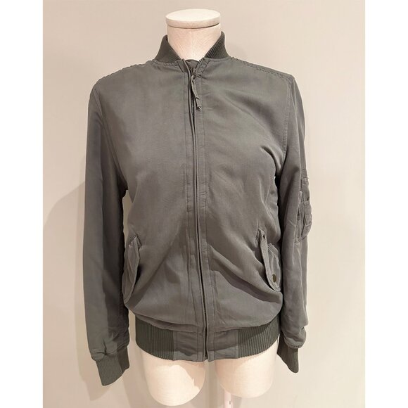 Obey Bomber Jacket Womens Size XS Green with Teddy Bear Lining - Picture 2 of 9